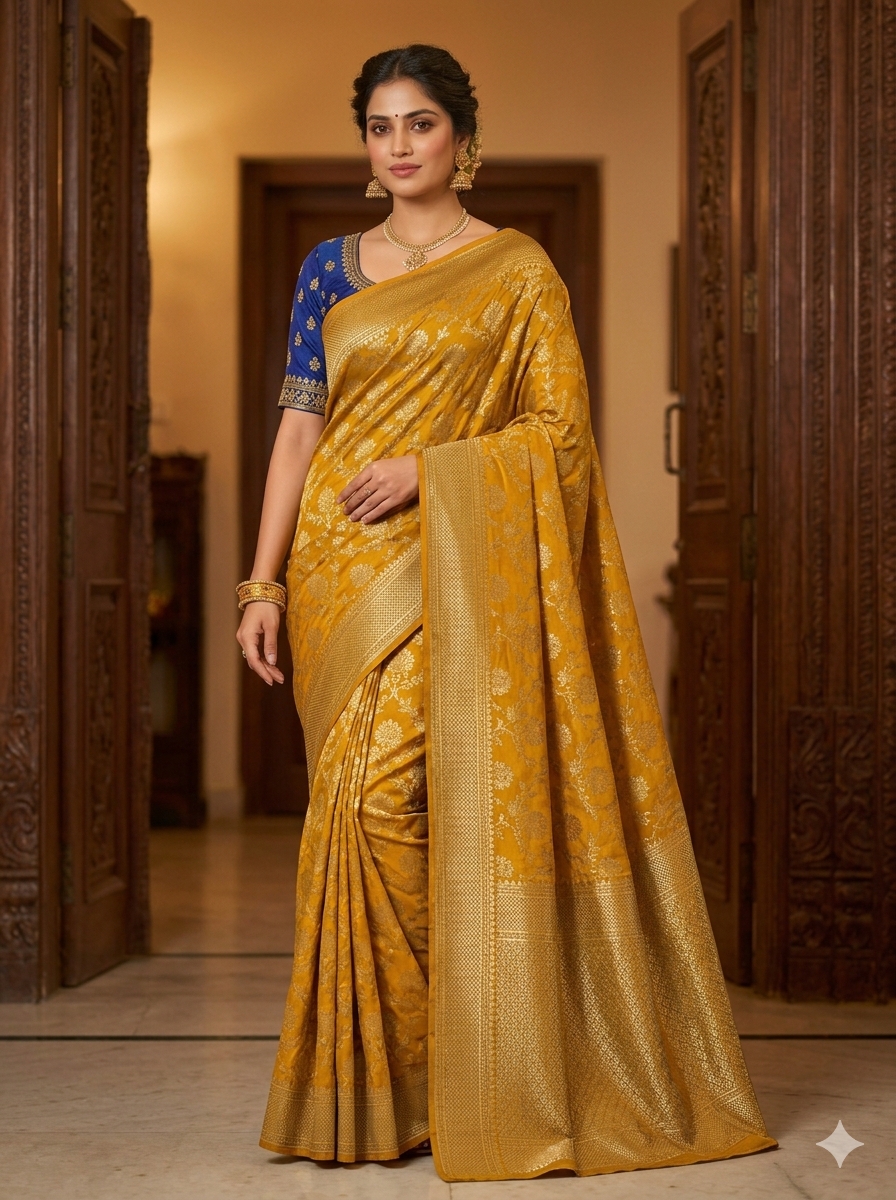 Demo Golden Yellow Haldi Saree