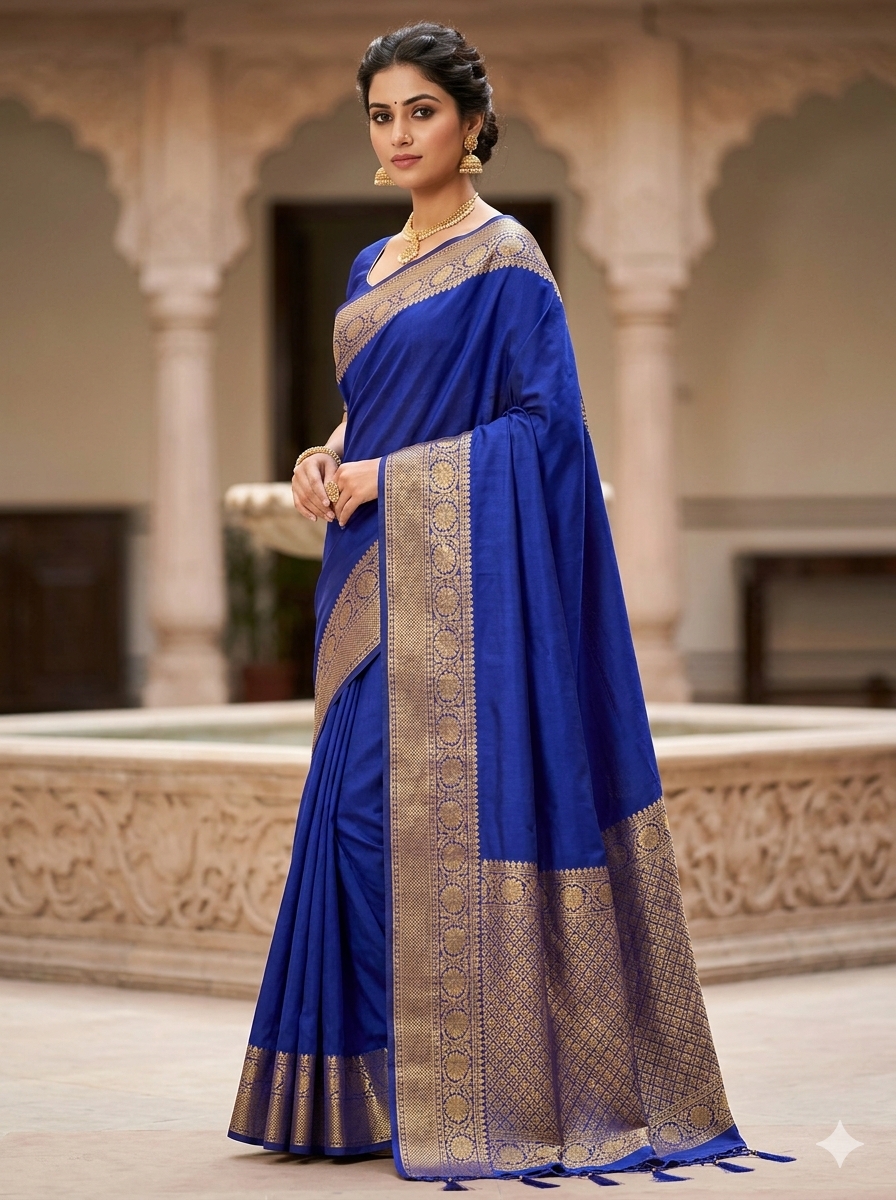 Demo Sky Blue Chiffon Saree